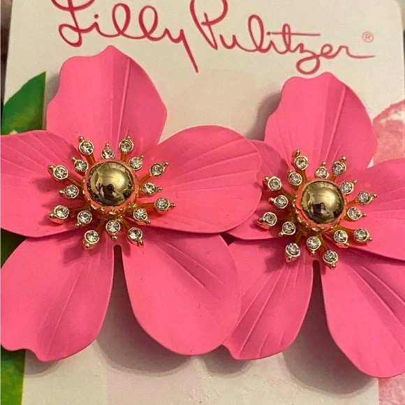 Lilly Pulitzer Oversized Orchid Earrings in Roxie Pink - Picture 2 of 4